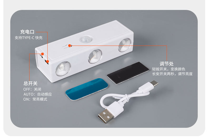 Surface-mounted indoor six-eye LED wall lamp, modern minimalist three-color background, hallway, bedroom, bedside lamp