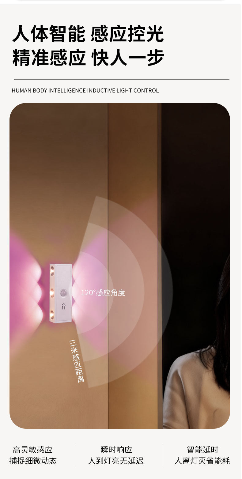 Surface-mounted indoor six-eye LED wall lamp, modern minimalist three-color background, hallway, bedroom, bedside lamp