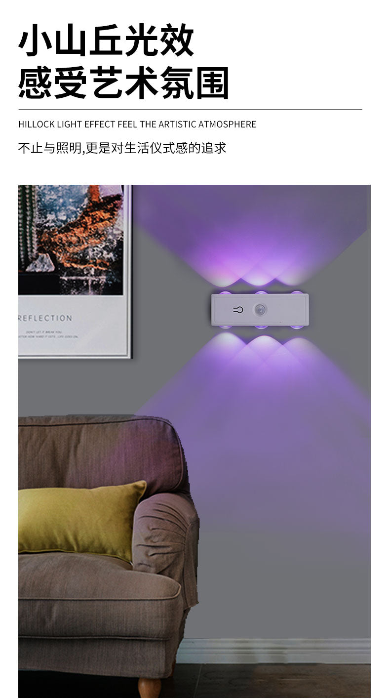 Surface-mounted indoor six-eye LED wall lamp, modern minimalist three-color background, hallway, bedroom, bedside lamp