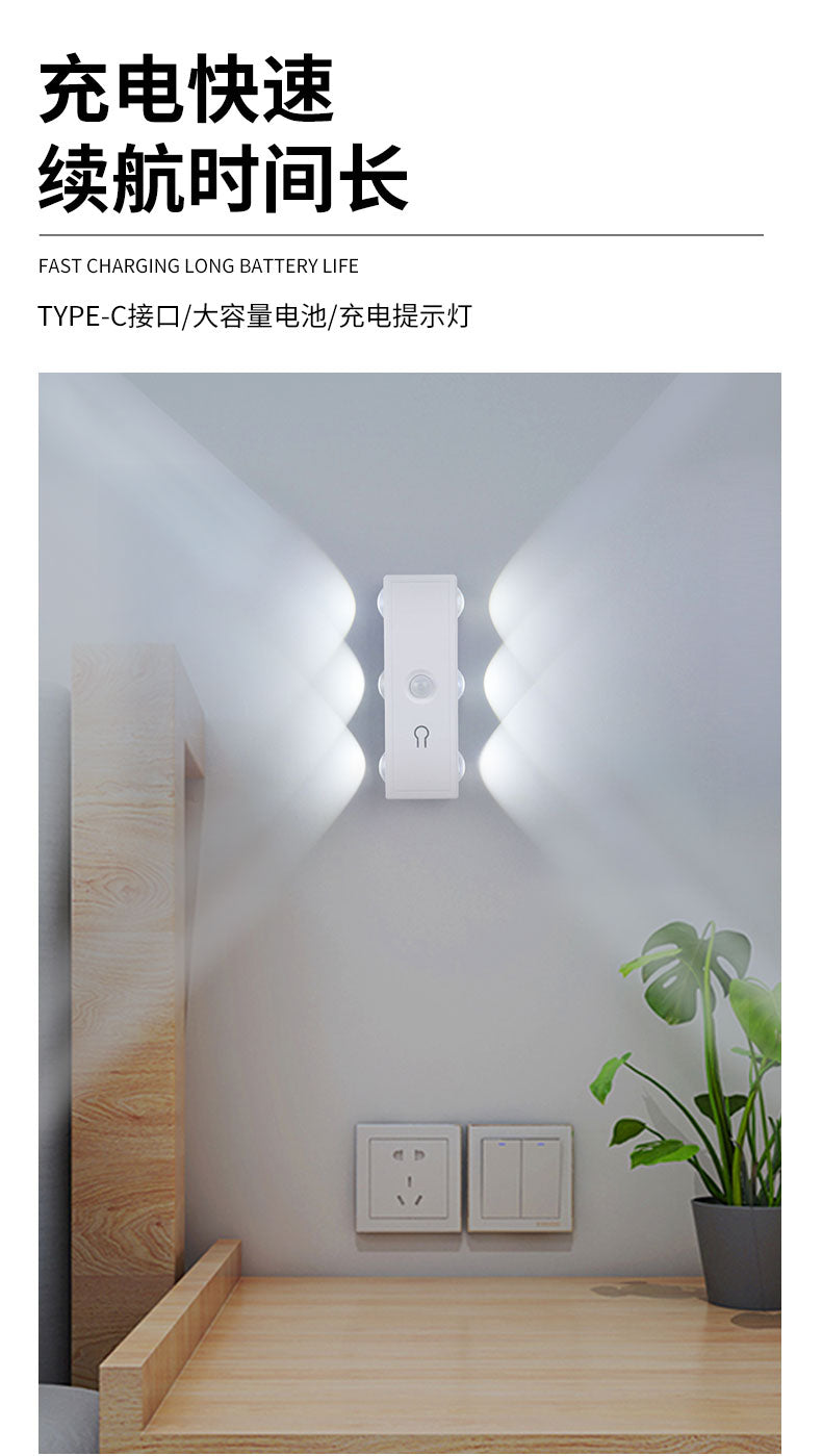 Surface-mounted indoor six-eye LED wall lamp, modern minimalist three-color background, hallway, bedroom, bedside lamp
