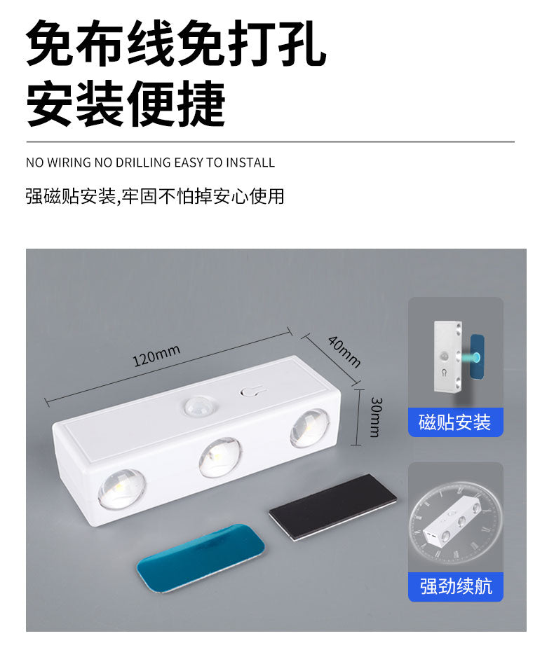Surface-mounted indoor six-eye LED wall lamp, modern minimalist three-color background, hallway, bedroom, bedside lamp