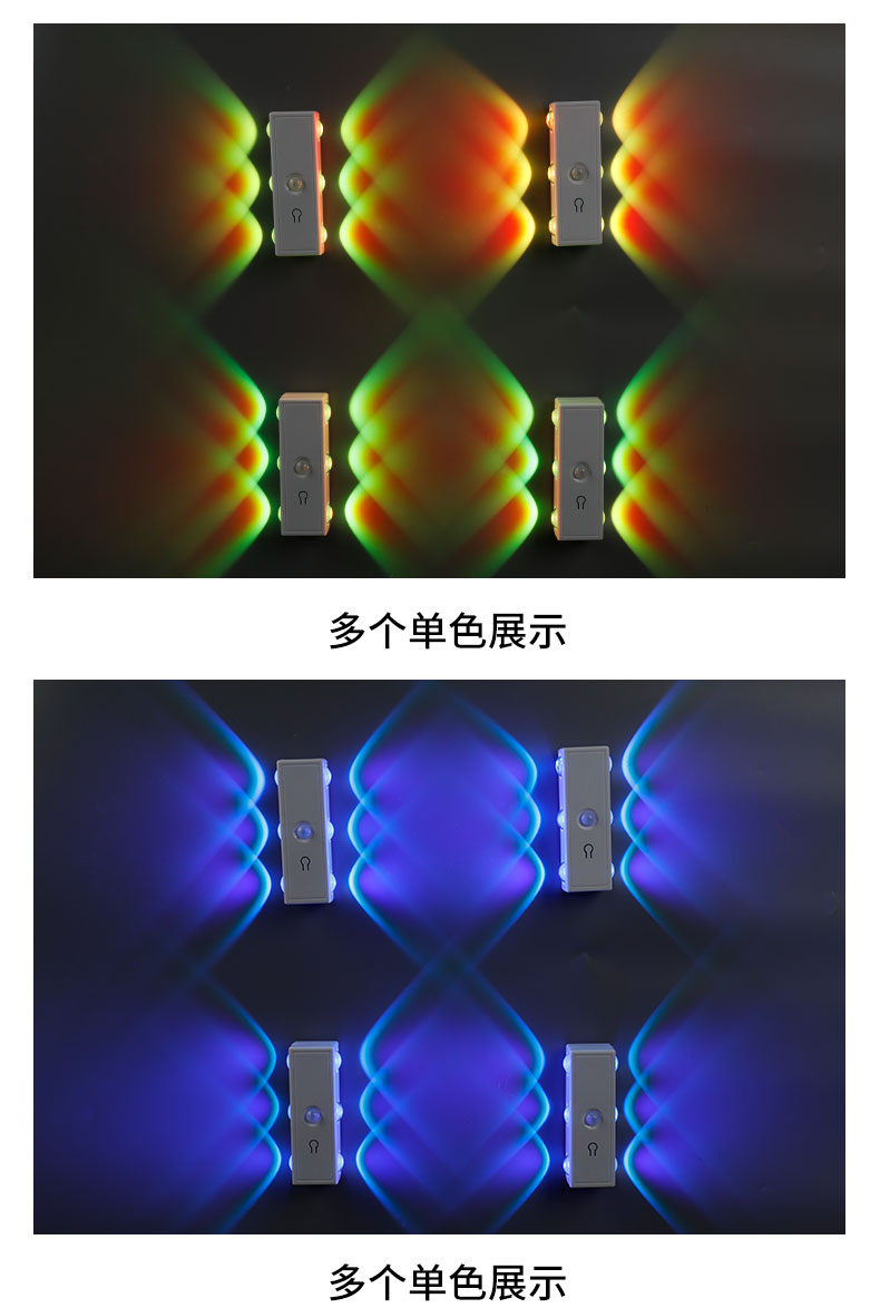 Surface-mounted indoor six-eye LED wall lamp, modern minimalist three-color background, hallway, bedroom, bedside lamp