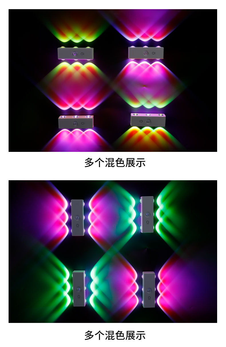 Surface-mounted indoor six-eye LED wall lamp, modern minimalist three-color background, hallway, bedroom, bedside lamp