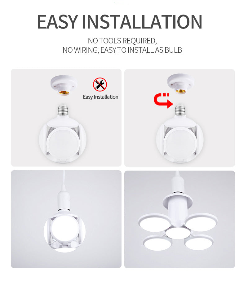 high brightness football light cool white folding ufo lamp E27 40W deformed leaf Led foldable football bulb/football lamp