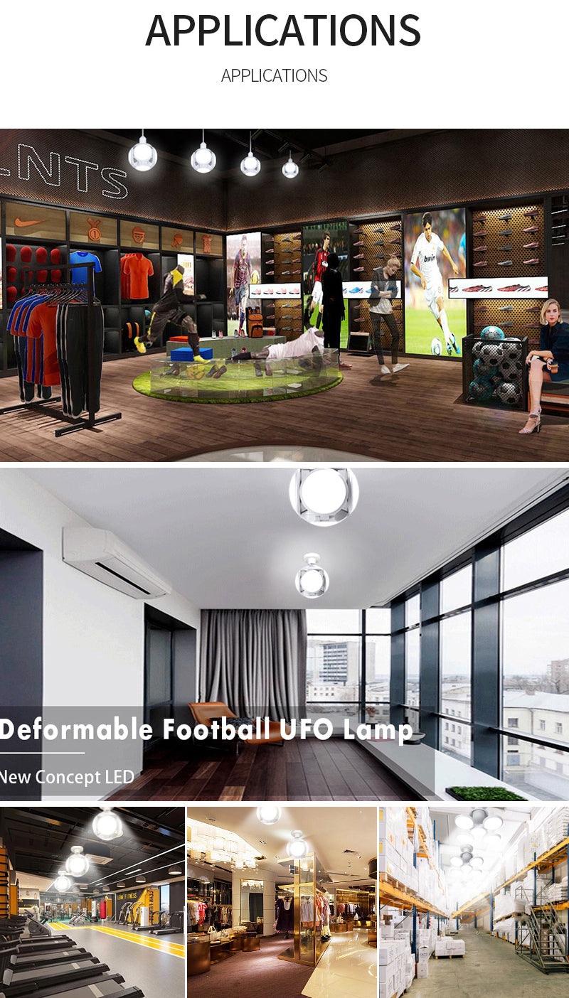 high brightness football light cool white folding ufo lamp E27 40W deformed leaf Led foldable football bulb/football lamp