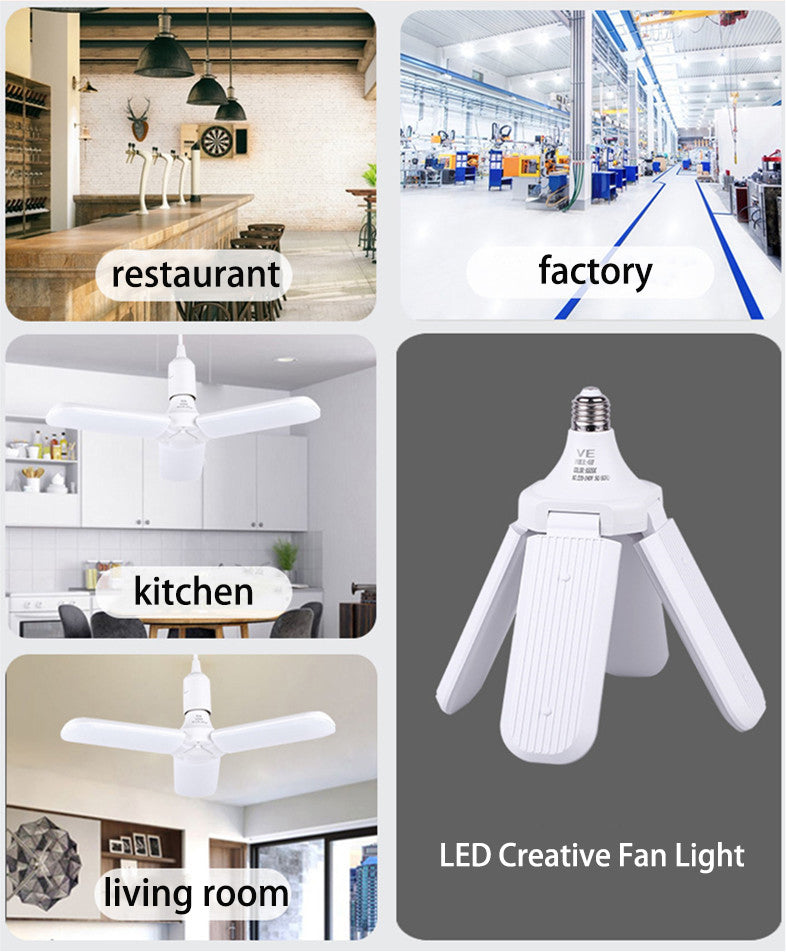 Super Bright B22 E27 2 3 4 Leaf Fan Blade 60W 6000LM Led Lamp Deformable Light fan blade led bulb