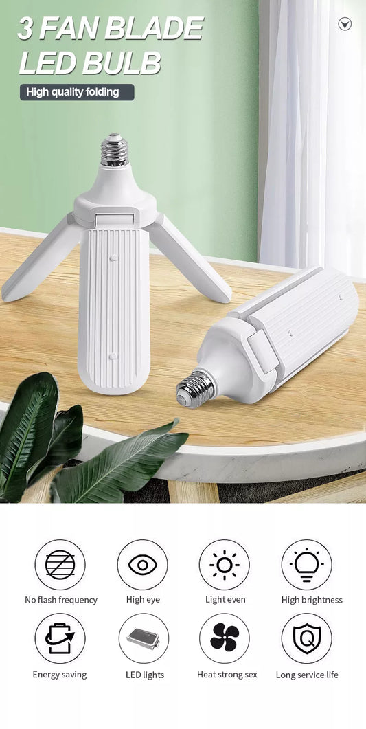 Super Bright B22 E27 2 3 4 Leaf Fan Blade 60W 6000LM Led Lamp Deformable Light fan blade led bulb