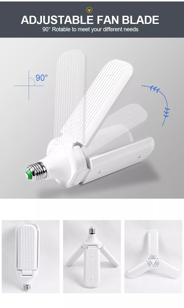 Super Bright B22 E27 2 3 4 Leaf Fan Blade 60W 6000LM Led Lamp Deformable Light fan blade led bulb