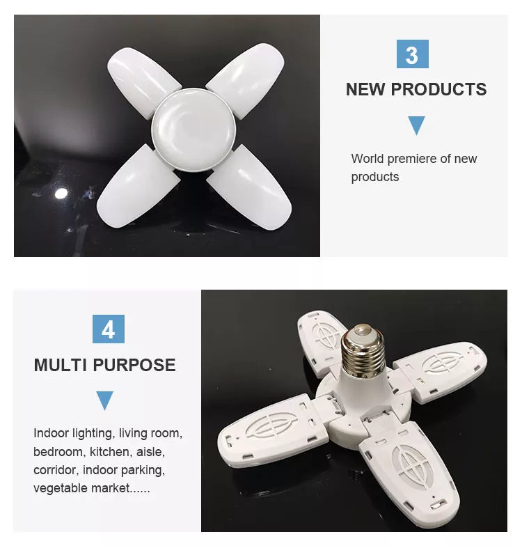 Mini 4+1 fan blade bulb led deformable lamp folding lamp led bulbs